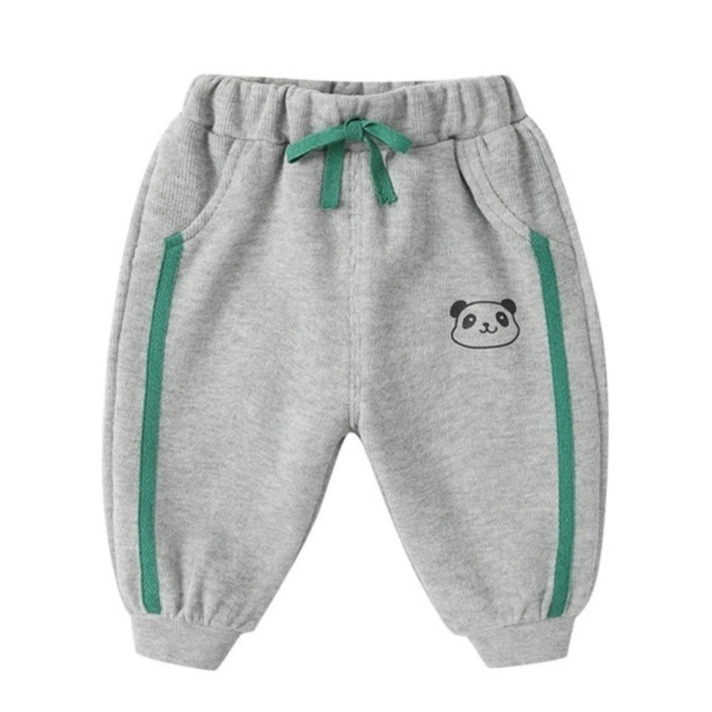 Kauod Toddler Panda Jogger Pants 12-18M Gray Green Stripe Sweatpants